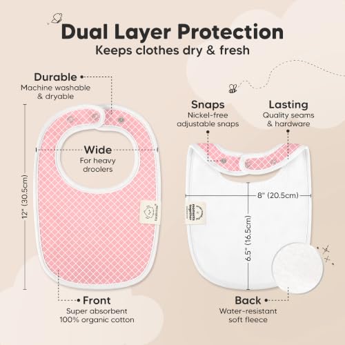 Image of KeaBabies 8-Pack Organic Baby Bibs for Drooling and Teething (Blush) | Soft Cotton Bibs for Baby Girl, Boy, Extra Absorbent, Easy to Clean & Put On, Toddler, Newborn, Infant 0-24 Months