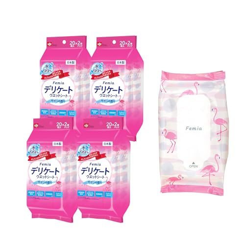 レック(LEC) 女性用 デリケート ウェットシート Femia 20枚入×8個 (サボンの香り) トイレに流せる 日本製 赤ちゃんのおしりふきから生まれた