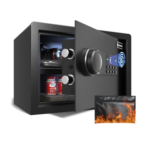 XDeer Biometric Safe with Fireproof Waterproof Bag 0.78 CuFt Small Safe