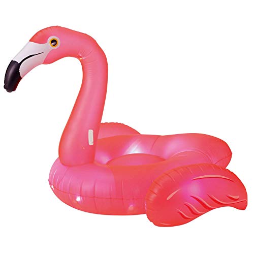 Summer Waves Frosted Pink Inflatable Flamingo Swimming Pool Float with LED Light