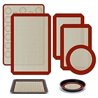 5 Pezzi Tappetino da Forno in Silicone Antiaderente.Tappetino per Forno.Tappetini Riutilizzabile Cucina Forno,Tappetini Silicone per Biscotti, Amaretti e Pasticcini