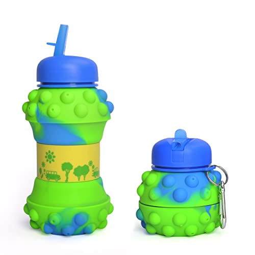 Kids Water Bottle, 19Oz Water Bottle, Toddler Water Bottle Fidget Toys Style, Silicone Foldable Water Jug For School, Hiking Outdoor Indoor Sports #TOP4