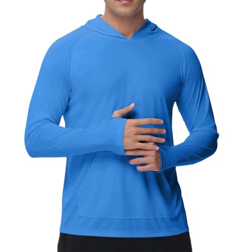 Sun Shirts for Men UPF 50+ Sun Protection Hoodie SPF UV Long Sleeve Fishing Hiking Shirts Hooded Swim Athletic Tops