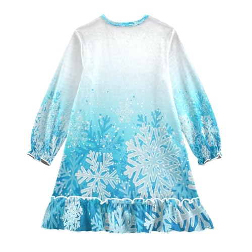 Bolaz Nightgowns Sleepwear Lightweight Nightdress Soft Pajamas Dress Blue Snowflakes for 3-10 Years2