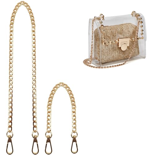 Hongmeru 2-Pack Gold Bag Chains (40cm & 120cm) - Sturdy Dense DIY Crossbody Extender Strap with Clasp Buckles, Perfect Replacement Chain for Shoulder Bags, Handbags, Purse