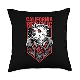 California Republic Bear Tee Shirt, California Golden state Throw Pillow