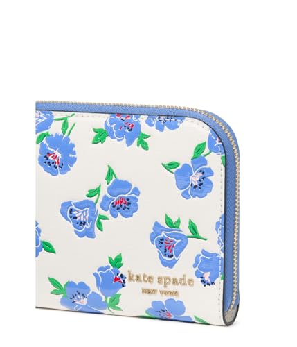 Image of kate spade new york Devin Springtime Blooms Embossed Saffiano Leather Zip Around Continental Wallet, Cream Multi