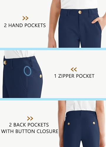 Boys' Golf Pants Stretch Slim Fit Flat Front School Uniform Youth Chino Performance Khaki Dress Pant with Zipper Pocket3