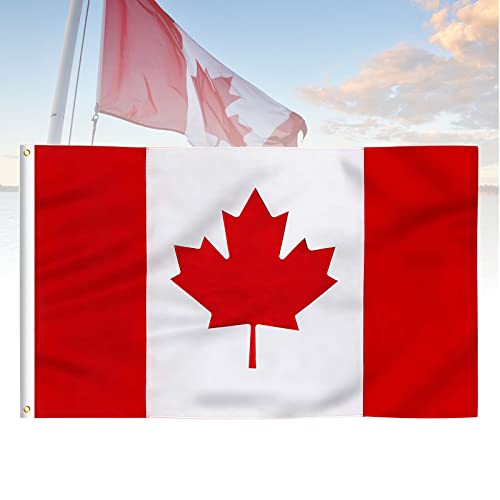 FLAGBURG Canada Flag 3x5 FT Canadian Flags Durable Embroidered Maple Leaf with Vivid Color Triple Stitching Canvas Header and Brass Grommets for All-Weather Outdoor Display