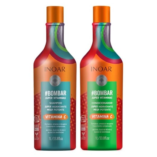 Inoar, Kit Bombar Super Vitaminas – Shampoo e Condicionador Para Crescimento Acelerado, 2x1L
