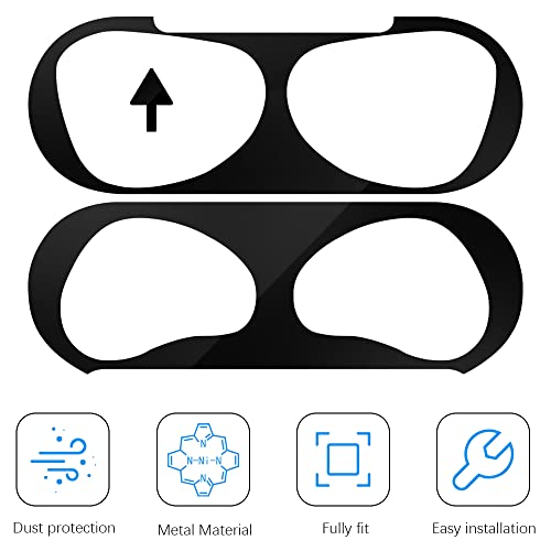 Dust Guard For Apple Airpods 3 Case Box, Senbos Metal Sticker Protection Film Dust-Proof For Airpods 3Rd Generation, Ultra Slim, Luxurious Looking, Protect From Iron/Metal Shavings (Black) #TOP1