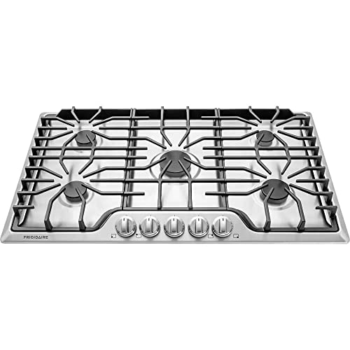 Frigidaire Ffgc3626Ss 36 Ada Compliant Built-In Gas Cooktop With 5 Sealed Burners 51000 Btu Total Output Continuous Grates Low Simmer Burner And Color-Coordinated Control Knobs: #TOP1