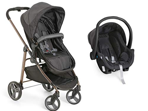 Carrinho Bebê Galzerano Olympus Black 1440 com Bebê Conforto Cocoon e Base