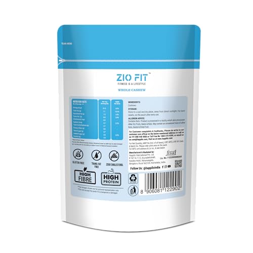 Image of Ziofit Indian Whole Natural Cashew Nuts, Nutritious Dry Fruit, Healthy Snacks, Rich in Nutrients, Protein, Fiber, Vitamins, 1000 g, 2 Count