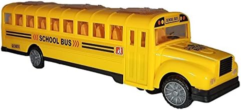 Bright Yellow Toy School Bus, Light & Music, Bump & Go Feature