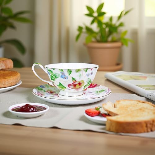 image for PMNING Tea cup and Saucer Set Royal Garden Style Tea Coffee Cup with S