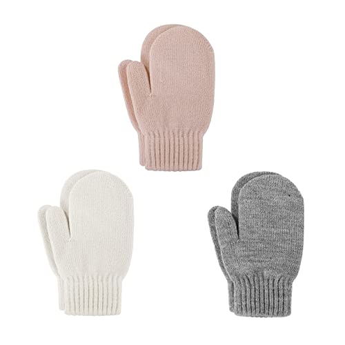 Durio Knit Toddler Mittens - Thick, Soft, Warm Crochet Winter Baby Infant Mittens and Gloves