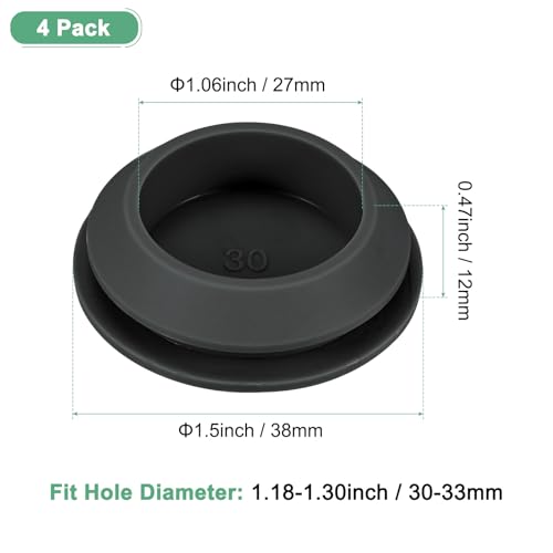 Image of M METERXITY 4-Packs Silicone Hole Plugs, Snap in Locking Hole Plugs for 30-33mm Hole, Round Hole Rubber Plug Kitchen Bulkheads Waterproof Sealing Plugs [Black]