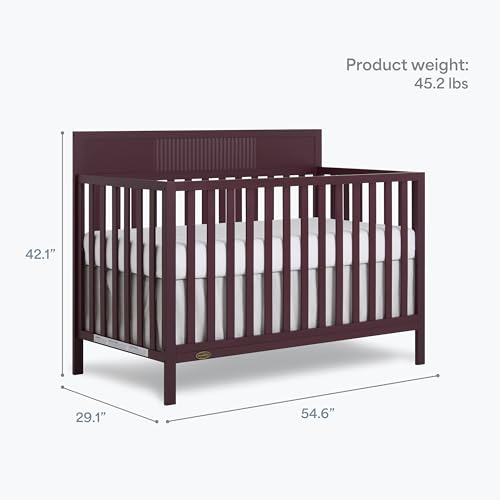Image of Dream On Me Ivy 5-in-1 Convertible Full-Size Baby Crib in Auburn, GreenGuard Gold & JPMA Certified, 3 Mattress Heights, Converts to Toddler, Day & Full-Size Bed, Safe & Stylish Nursery