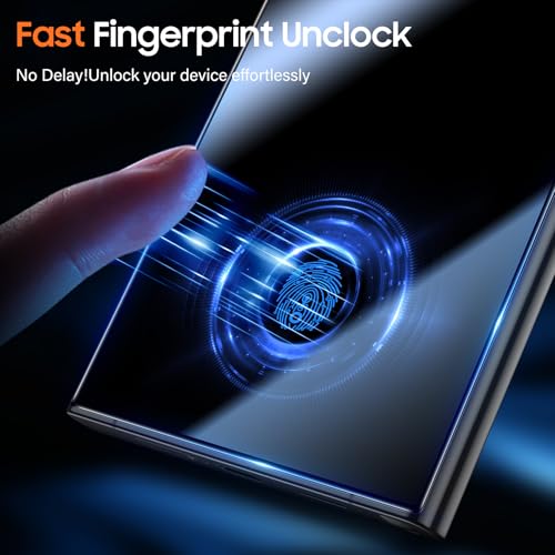 Image of UniqueMe for S24 Ultra Privacy Screen - 2 PACK Samsung Galaxy S24 Ultra Privacy Screen Protector [Fingerprint Unlocking] Easy Installation,Bubble-Free,Anti-Spy,9H Tempered Glass,3D Full-coverage
