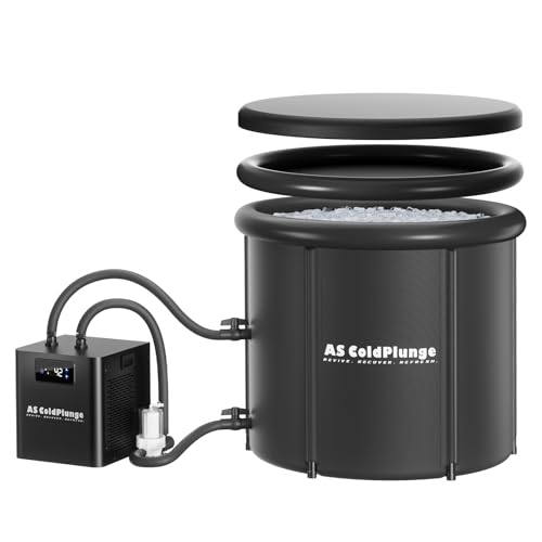 AS ColdPlunge 1/3HP Ice Bath Chiller & Cold Plunge Tub Bundle XL 100 Gal Insulated Ice Pod External Pump & Filter Cold Plunge Tub with Water Chille for Athletes Recovery & Home Wellness