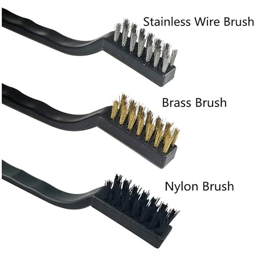 Image of 18 Pcs Mini Stainless Steel Wire Brush Set for Cleaning Welding Slag Rust, Wire Bristle Scratch Brush Set, Curved Handle Brushes(3 Styles: Brushes of Stainless Steel /Nylon /Brass Bristles