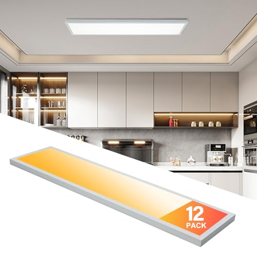 Image of 12-Pack 1x4 LED Flat Panel Light Surface Mount, Triac Dimmable