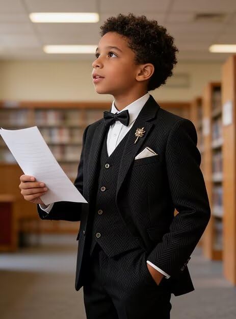 Retro Tweed Boys Suit 3 Piece Slim Fit Herringbone Jackets Set Wool Blend Suits Blazer Vest Pants Tux Wedding Outfit for Boy - Image 6