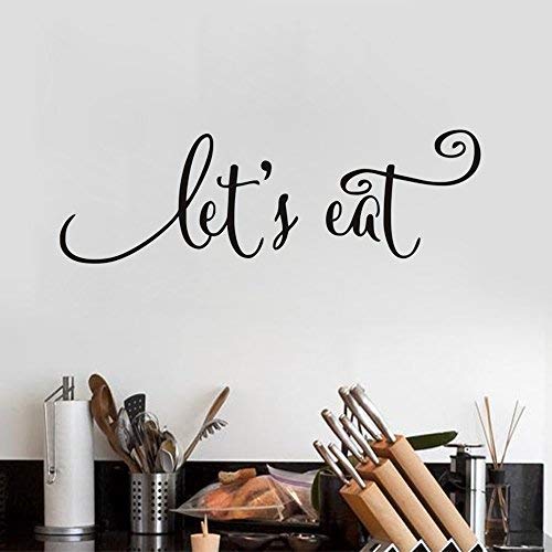 Funny Let’s Eat Kitchen Quote Wall Decals, Inspirational Quotes Dining Room Wall Stickers for Home Decor Wall Decorations,Black