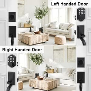 Miniatura 5 de GlasFlength Juego de manijas de puerta dobles con cerrojo de seguridad, cerradura electrónica de puerta de entrada sin llave con mango para puerta