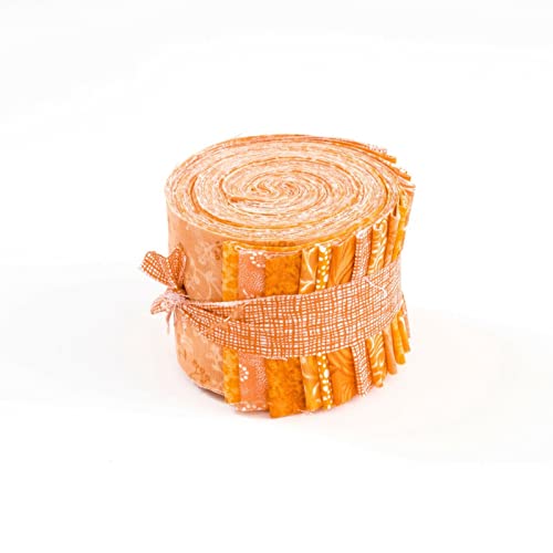 Fabric It's All Orange - 2.5" pre-Cut 100% Cotton Fabric Quilting Strips 18-pc