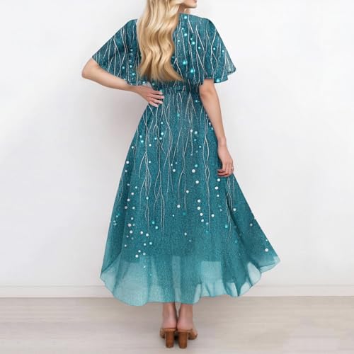 Spring Summer Chiffon Midi Dresses for Women 2025 Elegant Classy Wedding Guest Floral Formal Cocktail Prom Dress