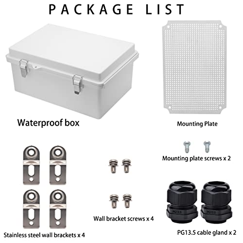 YETLEBOX Outdoor Waterproof Electrical Box Junction Box Weatherproof IP67 ABS Plastic Enclosure Switch Router Project Box Electronics Enclosure with Mounting Plate Wall Bracket Grey 11.1"x7.5"x5.1" by YETLEBOX - Image 4