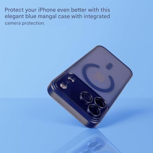 Image of Elzzi Magnetic Magsafe for iPhone 17 Pro Case (Compatible with MagSafe) Slim Translucent Matte Shockproof with Anti-Fingerprint Phone Case, Navy
