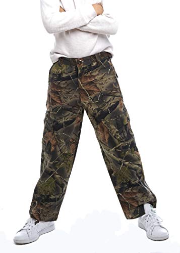 Trail Crest Boys Camo Hunting Pants with Elastic Waist Band - 6 Pocket