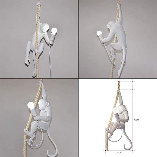 Kmmk Novelty Chandeliers，Vintage Resin Monkey Pendant Light，Hemp Rope Flush Mount Ceiling Light Fixture，Retro E27 Pendant Hanging Lamp， Chandelier For Dining Living Room Children's Bedroom Bar Cafe P #TOP6