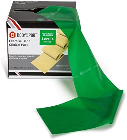 Body Sport Exercise Bands - Resistance Bands in 50 yd. Rolls for Fitness, Stretching, or Physical Therapy - Heavy Resistance - Green
