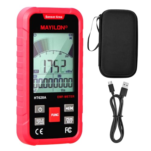 Détecteur EMF 3-en-1 Compteur Geiger avec Mesure 3 Axes (EF/MF/RF) Testeur de Rayonnement Électromagnétique avec Graphique de Tendance pour Maison WiFi 5G et Chasse aux Fantômes