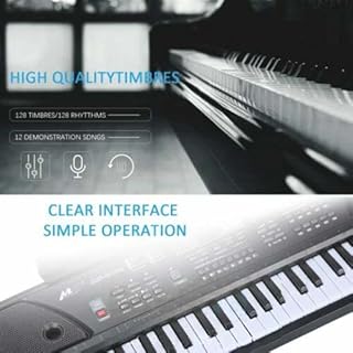 Keyboard Piano, 61 Keys Electronic Keyboard for Kids with 16 Instrument Voices & 10 Accompaniment Styles for Kids Teaching, Digital Music Keyboard Piano Instrument with Microphone, USB Cable
