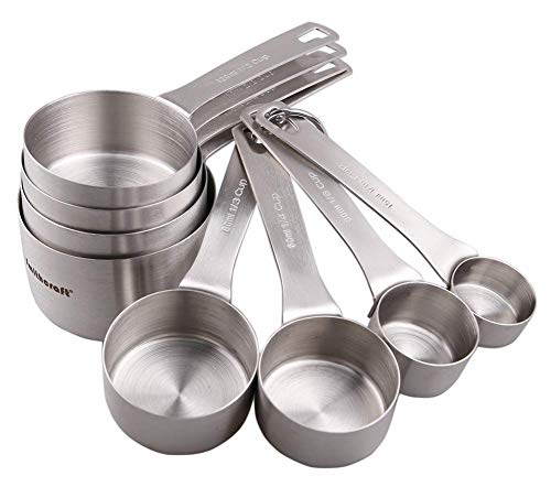 Smithcraft Measuring Cups and Measuring Spoons Set, Stainless Steel Measuring Cups and Spoons, 18/8 Steel Heavy Duty 8 Measuring cups, 9 Measuring Spoons, Baking Measure Cups Spoons