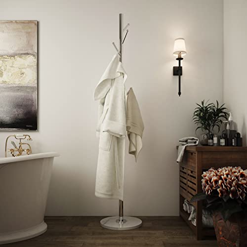 Adolif Metal Coat Rack Stand, Solid 304 Stainless Steel, Pure Natural Marble Base, Free Standing Hall Coat Tree, 8 Hooks Floor Hanger, Used In Bedroom Living Room Office To Hang Clothes, Hats, Bags #TOP7
