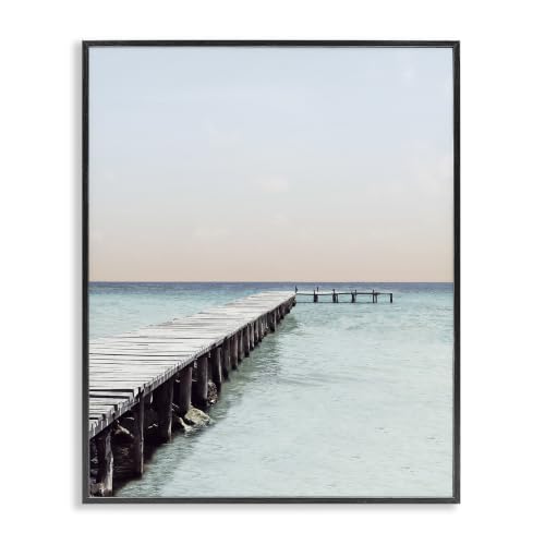 Stupell Industries Quiet Sunrise Sunset Dock Pier Soothing Ocean Scene,Design by Natalie Carpentieri, 24 x 30, Blue
