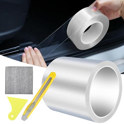 YFLeomry Lackschutzfolie Transparent 10cm x 5m,Universal Lackschutzfolie Auto Schutzfolie Selbstklebend, Schutzfolie Fahrrad mit Schaber, Lackschutzfolien für Auto, Fahrrad, Motorrad, Möbel