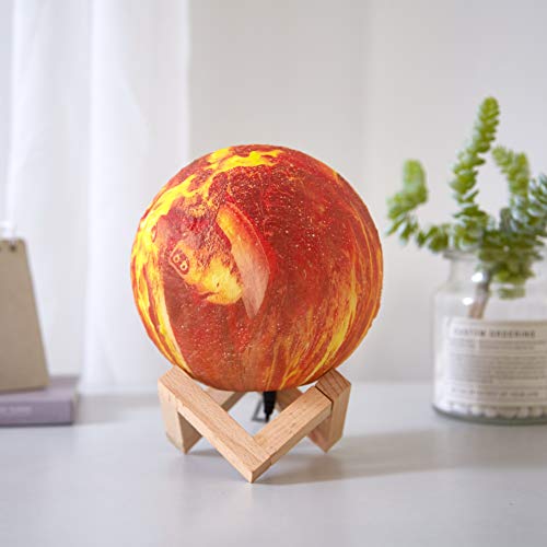 Image of Urban Lifestyle 3D Print Color Changing Moon Lamp with Wood Stand, Remote Control, and USB Adapter