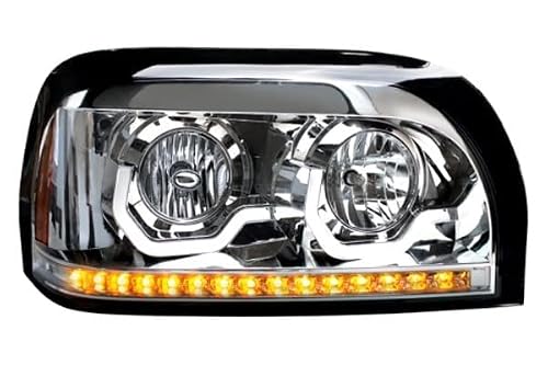 United Pacific 31204 - Headlight Assembly - Passenger Side, Chrome Housing, High/Low Beam, H7 / 9005 Bulb, With Led Sign #TOP1