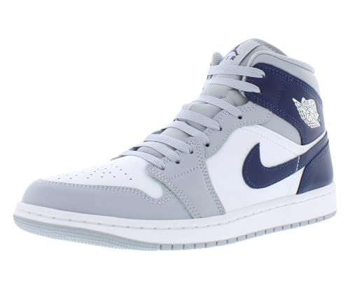 Jordan Men's 1 Mid White/Midnight Navy-Wolf Grey (DQ8426 104), White/Midnight Navy-wolf Grey, 10 UK