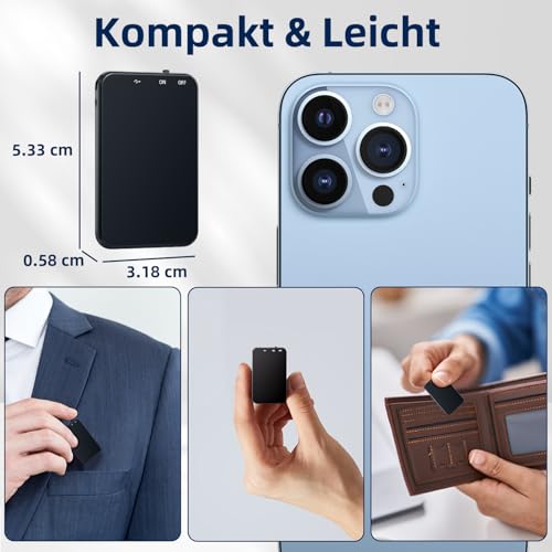 Vandlion Mini Diktiergerät, 64GB Aufnahmegerät mit 35 Stunden Aufnahme, USB C Digital Voice Recorder für Meetings Interviews Vortrag Vorlesung Kurse Konferenzen