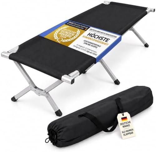 GOODS+GADGETS Faltbares Army Feldbett aus Aluminium - klappbares Campingbett & Gästebett