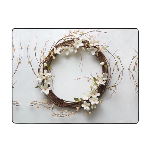 WZYWHJ Tappeti per soggiorno, tappeto runner antiscivolo per asilo nido tappeto da gioco 160 x 122 cm bellissimi rami di salice e ghirlande stampa