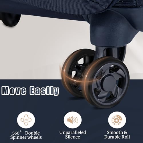 3 Piece Softside Luggage Sets – Lightweight Durable Suitcase with 360° Silent Spinner Wheels & Retractable Handle, Softshell Carry On for Business/Family Travel (20in/24in/28in)4